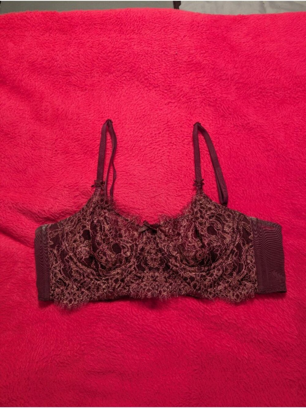 Victorias Secret Womens 36B Plum Lace Dream Angels Push Up Unlined Bra 357833